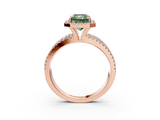 Rose gold Fancy Green Radiant  Cut Halo Diamond Engagement Ring with Split Shank and Four-Prong Setting_23