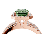 Rose gold Fancy Green Radiant  Cut Halo Diamond Engagement Ring with Split Shank and Four-Prong Setting_24