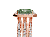 Rose gold Fancy Green Radiant  Cut Halo Diamond Engagement Ring with Split Shank and Four-Prong Setting_25