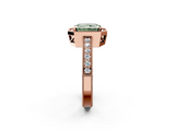 Rose gold Fancy Green Radiant  Cut Halo Diamond Pave Band Ring with Four-Prong Setting_56