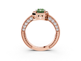 Rose gold Fancy Green Radiant  Cut Halo Diamond Pave Band Ring with Four-Prong Setting_57