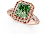 Rose gold Fancy Green Radiant  Cut Halo Diamond Pave Band with Four-Prong Setting_39