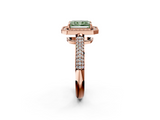 Rose gold Fancy Green Radiant  Cut Halo Diamond Pave Band with Four-Prong Setting_40