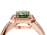 Rose gold Fancy Green Radiant  Cut Halo Diamond Pave Band with Four-Prong Setting_42