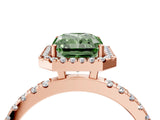 Rose gold Fancy Green Radiant Cut Halo Diamond Pave Band with Prong Setting_4