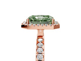 Rose gold Fancy Green Radiant Cut Halo Diamond Pave Band with Prong Setting_5