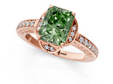 Rose gold Fancy Green Radiant  Cut Halo Diamond Ring with Channel Set Band and Four-Prong Setting_50