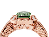 Rose gold Fancy Green Radiant  Cut Halo Diamond Ring with Pavé Band and Four-Prong Setting_56