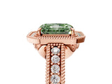 Rose gold Fancy Green Radiant  Cut Halo Diamond Ring with Pavé Band and Four-Prong Setting_57
