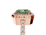 Rose gold Fancy Green Radiant  Cut Halo Diamond Ring with Pave Band and Four-Prong Setting_30