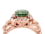 Rose gold Fancy Green Radiant  Cut Halo Diamond Ring with Scrollwork Band and Four-Prong Setting_60