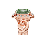 Rose gold Fancy Green Radiant  Cut Halo Diamond Ring with Scrollwork Band and Four-Prong Setting_61