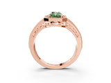 Rose gold Fancy Green Radiant Cut Halo Diamond Split Shank Ring with Prong Setting_3