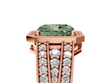Rose gold Fancy Green Radiant Cut Halo Diamond Split Shank Ring with Prong Setting_5