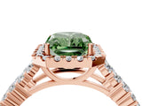 Rose gold Fancy Green Radiant Cut Halo Pavé Diamond Engagement Ring with Split Shank and Four-Prong Setting_7