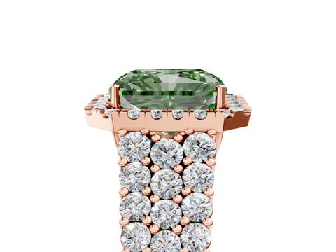 Rose gold Fancy Green Radiant Cut Halo Pavé Diamond Engagement Ring with Split Shank and Four-Prong Setting_8