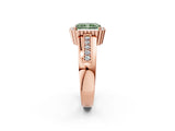 Rose gold Fancy Green Radiant  Cut Halo Pave Band Four-Prong Ring_51