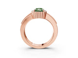Rose gold Fancy Green Radiant  Cut Halo Pave Band Four-Prong Ring_52