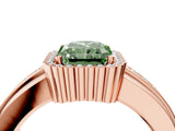 Rose gold Fancy Green Radiant  Cut Halo Pave Band Four-Prong Ring_53