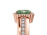 Rose gold Fancy Green Radiant  Cut Halo Pave Band Four-Prong Ring_54