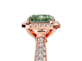Rose gold Fancy Green Radiant  Cut Halo Pave Band Four-Prong Setting Ring_25