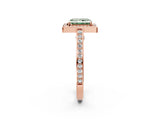 Rose gold Fancy Green Radiant  Cut Halo Pave Split Shank Prong Setting Ring_34