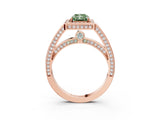 Rose gold Fancy Green Radiant  Cut Halo Pave Split Shank Prong Setting Ring_35