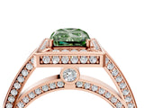 Rose gold Fancy Green Radiant  Cut Halo Pave Split Shank Prong Setting Ring_36