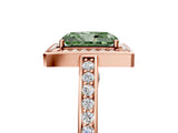 Rose gold Fancy Green Radiant  Cut Halo Pave Split Shank Prong Setting Ring_37