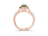 Rose gold Fancy Green Radiant Cut Halo Round Diamond Pavé Band with Four-Prong Setting_6