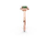 Rose gold Fancy Green Radiant Cut Halo Round Diamond Solitaire Engagement Ring with Pave Band and Four-Prong Setting_14