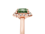 Rose gold Fancy Green Radiant Cut Halo Round Diamond Solitaire Engagement Ring with Pave Band and Four-Prong Setting_17