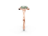 Rose gold Fancy Green Radiant Cut Halo Round Diamond Solitaire Ring with Pavé Band and Four-Prong Setting_2