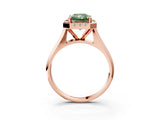 Rose gold Fancy Green Radiant  Cut Halo Solitaire Engagement Ring with Square Band and Four-Prong Setting_69