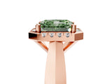 Rose gold Fancy Green Radiant  Cut Halo Solitaire Engagement Ring with Square Band and Four-Prong Setting_71