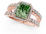 Rose gold Fancy Green Radiant  Cut Halo Split Shank Diamond Ring with Four-Prong Setting_46