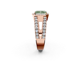 Rose gold Fancy Green Radiant  Cut Halo Split Shank Diamond Ring with Four-Prong Setting_47
