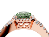 Rose gold Fancy Green Radiant  Cut Halo Split Shank Diamond Ring with Four-Prong Setting_49