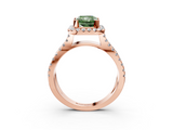 Rose gold Fancy Green Radiant  Cut Halo Split Shank Pave Set Ring_65