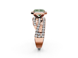 Rose gold Fancy Green Radiant  Cut Halo Split Shank Prong Setting Ring_60
