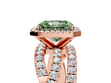 Rose gold Fancy Green Radiant  Cut Halo Split Shank Prong Setting Ring_63