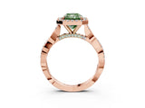Rose gold Fancy Green Radiant Cut Halo Twist Band with Four-Prong Setting_3