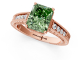 Rose gold Fancy Green Radiant  Cut Milgrain Channel Set Engagement Ring with Solitaire Prong Setting_67
