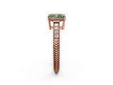 Rose gold Fancy Green Radiant  Cut Milgrain Channel Set Engagement Ring with Solitaire Prong Setting_68