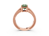 Rose gold Fancy Green Radiant  Cut Milgrain Channel Set Engagement Ring with Solitaire Prong Setting_69
