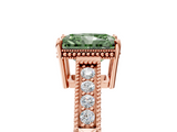 Rose gold Fancy Green Radiant  Cut Milgrain Channel Set Engagement Ring with Solitaire Prong Setting_71