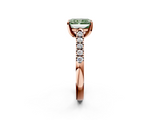 Rose gold Fancy Green Radiant  Cut Pavé Band Solitaire Ring with Four-Prong Setting_27