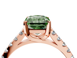 Rose gold Fancy Green Radiant  Cut Pavé Band Solitaire Ring with Four-Prong Setting_29