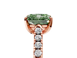Rose gold Fancy Green Radiant  Cut Pavé Band Solitaire Ring with Four-Prong Setting_30