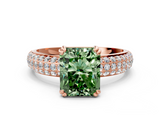 Rose gold Fancy Green Radiant  Cut Pave Diamond Engagement Ring with Channel Set Band and Four-Prong Setting_19
